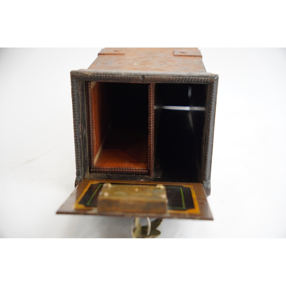 Antique Metal Lock Box with‎ Key Safety Deposit Copper Rectangular Storage - Picture 5 of 9